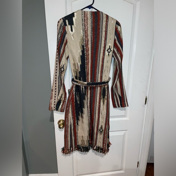 New! 🤠 Ramy Brook Cody Belted Fringe Jacquard Western Boho Cardigan/ Jacket 🤠 S - Picture 9 of 16